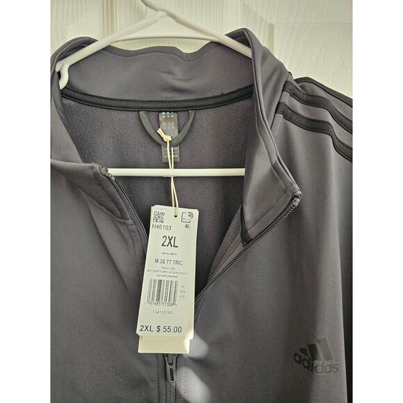 NWT Adida's Men's Essentials Warm-Up 3 Strips Track Jacket Size 2XL - Picture 3 of 4